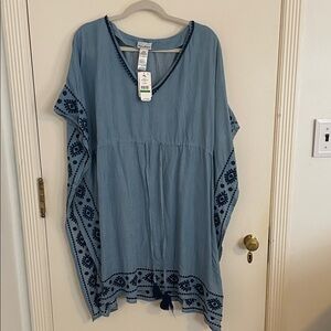 Tommy Bahama Chambray Tunic with Navy Trim